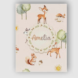 Personalised Name Woodland Deer Fox Squirrel Custom Bespoke  Contemporary Display Canvas Wall Art Print Decor Picture Ready to Hang