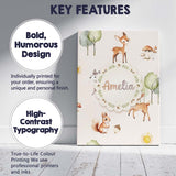 Personalised Name Woodland Deer Fox Squirrel Custom Bespoke  Contemporary Display Canvas Wall Art Print Decor Picture Ready to Hang