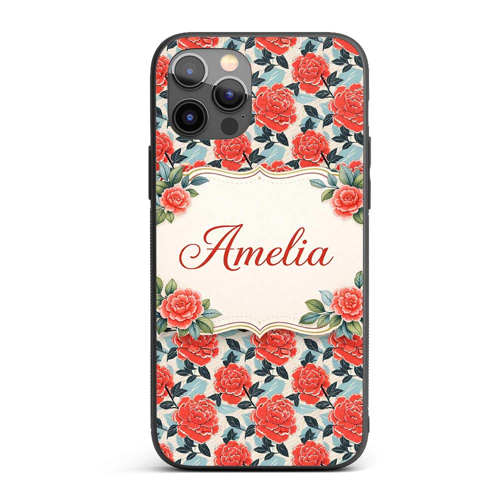 Soft Pink Floral Blossom Seamless Printed Design Custom Name Protective Phone Case Mobile Cover Durable Everyday Smartphone Shock Resistant