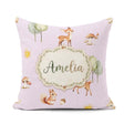 Custom Name Woodland Deer Fox Squirrel Mushroom Seamless Pattern Square Filled Cushion Throw Pillow Sofa Bed Home Decor Zip Washable UK Made