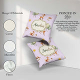 Custom Name Woodland Deer Fox Squirrel Mushroom Seamless Pattern Square Filled Cushion Throw Pillow Sofa Bed Home Decor Zip Washable UK Made