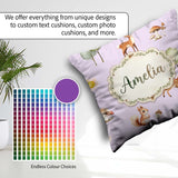 Custom Name Woodland Deer Fox Squirrel Mushroom Seamless Pattern Square Filled Cushion Throw Pillow Sofa Bed Home Decor Zip Washable UK Made