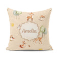 Custom Name Woodland Deer Fox Squirrel Mushroom Seamless Pattern Square Filled Cushion Throw Pillow Sofa Bed Home Decor Zip Washable UK Made