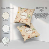 Custom Name Woodland Deer Fox Squirrel Mushroom Seamless Pattern Square Filled Cushion Throw Pillow Sofa Bed Home Decor Zip Washable UK Made