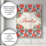 Personalised Name Soft Pink Floral Blossom Seamless Pattern Charming Custom  Home Canvas Wall Art Print Decor Picture Ready to Hang