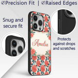 Soft Pink Floral Blossom Seamless Printed Design Custom Name Protective Phone Case Mobile Cover Durable Everyday Smartphone Shock Resistant