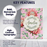 Personalised Name Tropical Protea Flowers Custom  Unique Gift Idea Elegant Feature Canvas Wall Art Print Decor Picture Ready to Hang