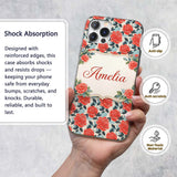 Soft Pink Floral Blossom Seamless Printed Design Custom Name Protective Phone Case Mobile Cover Durable Everyday Smartphone Shock Resistant