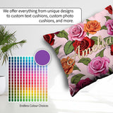 Custom Name Bold Colorful Rose Flowers Seamless Blush Background Square Filled Cushion Throw Pillow Sofa Bed Home Decor Zip Washable UK Made