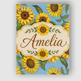 Personalised Name Bright Sunflower Floral Custom  Unique Gift Idea Elegant Feature Canvas Wall Art Print Decor Picture Ready to Hang
