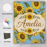 Personalised Name Bright Sunflower Floral Custom  Unique Gift Idea Elegant Feature Canvas Wall Art Print Decor Picture Ready to Hang