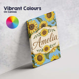 Personalised Name Bright Sunflower Floral Custom  Unique Gift Idea Elegant Feature Canvas Wall Art Print Decor Picture Ready to Hang