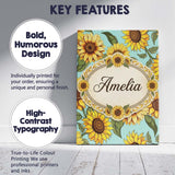 Personalised Name Bright Yellow Sunflower Custom  Unique Gift Idea Elegant Feature Canvas Wall Art Print Decor Picture Ready to Hang