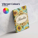 Personalised Name Bright Yellow Sunflower Custom  Unique Gift Idea Elegant Feature Canvas Wall Art Print Decor Picture Ready to Hang