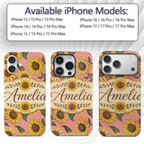 Bright Yellow Sunflower Floral Seamless Pattern Custom Name Protective Phone Case Mobile Cover Durable Everyday Smartphone Shock Resistant