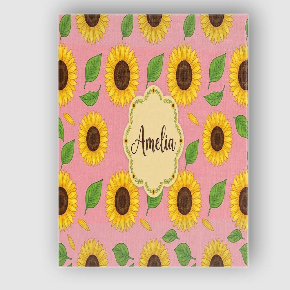 Personalised Name Bright Yellow Sunflower Custom  Unique Gift Idea Elegant Feature Canvas Wall Art Print Decor Picture Ready to Hang