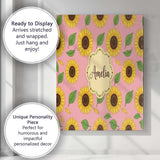 Personalised Name Bright Yellow Sunflower Custom  Unique Gift Idea Elegant Feature Canvas Wall Art Print Decor Picture Ready to Hang