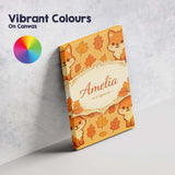 Personalised Name Cute Autumn Fox Cartoon Animal Pattern Stylish Custom  Interior Canvas Wall Art Print Decor Picture Ready to Hang