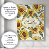 Personalised Name Bright Yellow Sunflower Custom  Unique Gift Idea Elegant Feature Canvas Wall Art Print Decor Picture Ready to Hang