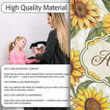 Bright Yellow Sunflower Floral Seamless Pattern Neutral Beige  Personalised Custom Name Super Soft Fleece Blanket Bed Sofa Throw