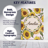 Personalised Name Bright Yellow Sunflower Custom  Unique Gift Idea Elegant Feature Canvas Wall Art Print Decor Picture Ready to Hang