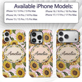 Bright Yellow Sunflower Floral Seamless Pattern Custom Name Protective Phone Case Mobile Cover Durable Everyday Smartphone Shock Resistant