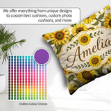 Custom Name Bright Yellow Sunflower Floral Seamless Pattern Pink Square Filled Cushion Throw Pillow Sofa Bed Home Decor Zip Washable UK Made