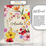 Tropical Hibiscus and Bird of Paradise Floral Seamless Pattern  Personalised Custom Name Super Soft Fleece Blanket Bed Sofa Throw
