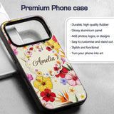 Tropical Hibiscus and Bird of Paradise Floral Custom Name Protective Phone Case Mobile Cover Durable Everyday Smartphone Shock Resistant
