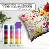 Custom Name Tropical Hibiscus and Bird Paradise Seamless Pattern Square Filled Cushion Throw Pillow Sofa Bed Home Decor Zip Washable UK Made