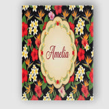 Personalised Name Tropical Hibiscus Bird of Custom  Bespoke Interior Contemporary Canvas Wall Art Print Decor Picture Ready to Hang