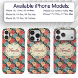 Multicolor Floral Bloom Pattern Seamless Pattern Custom Name Protective Phone Case Mobile Cover Durable Everyday Smartphone Shock Resistant