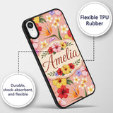 Tropical Hibiscus Bird of Paradise Printed Design Custom Name Protective Phone Case Mobile Cover Durable Everyday Smartphone Shock Resistant