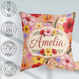 Custom Name Tropical Hibiscus Bird Paradise Floral Seamless Warm Square Filled Cushion Throw Pillow Sofa Bed Home Decor Zip Washable UK Made