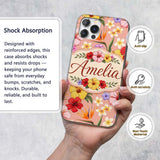 Tropical Hibiscus Bird of Paradise Printed Design Custom Name Protective Phone Case Mobile Cover Durable Everyday Smartphone Shock Resistant