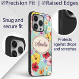 Tropical Hibiscus Bird of Paradise Printed Design Custom Name Protective Phone Case Mobile Cover Durable Everyday Smartphone Shock Resistant
