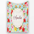 Tropical Hibiscus Bird of Paradise Floral Seamless Pattern Soft  Personalised Custom Name Super Soft Fleece Blanket Bed Sofa Throw