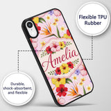 Tropical Hibiscus Bird of Paradise Printed Design Custom Name Protective Phone Case Mobile Cover Durable Everyday Smartphone Shock Resistant