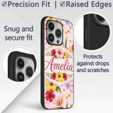 Tropical Hibiscus Bird of Paradise Printed Design Custom Name Protective Phone Case Mobile Cover Durable Everyday Smartphone Shock Resistant