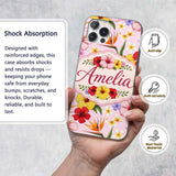 Tropical Hibiscus Bird of Paradise Printed Design Custom Name Protective Phone Case Mobile Cover Durable Everyday Smartphone Shock Resistant
