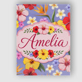Personalised Name Tropical Hibiscus Bird of Custom  Bespoke Interior Contemporary Canvas Wall Art Print Decor Picture Ready to Hang