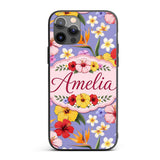 Tropical Hibiscus Bird of Paradise Printed Design Custom Name Protective Phone Case Mobile Cover Durable Everyday Smartphone Shock Resistant