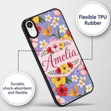 Tropical Hibiscus Bird of Paradise Printed Design Custom Name Protective Phone Case Mobile Cover Durable Everyday Smartphone Shock Resistant