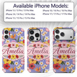 Tropical Hibiscus Bird of Paradise Printed Design Custom Name Protective Phone Case Mobile Cover Durable Everyday Smartphone Shock Resistant