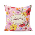 Custom Name Tropical Hibiscus Bird Paradise Floral Pattern Light Square Filled Cushion Throw Pillow Sofa Bed Home Decor Zip Washable UK Made