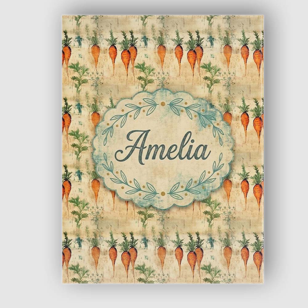 Personalised Name Rustic Watercolor Carrot Vegetable Botanical Custom Modern Room Accent Canvas Wall Art Print Decor Picture Ready to Hang
