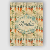 Personalised Name Rustic Watercolor Carrot Vegetable Botanical Custom Modern Room Accent Canvas Wall Art Print Decor Picture Ready to Hang