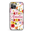 Tropical Hibiscus Bird of Paradise Printed Design Custom Name Protective Phone Case Mobile Cover Durable Everyday Smartphone Shock Resistant