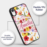 Tropical Hibiscus Bird of Paradise Printed Design Custom Name Protective Phone Case Mobile Cover Durable Everyday Smartphone Shock Resistant