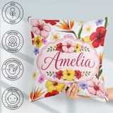 Custom Name Tropical Hibiscus Bird Paradise Floral Pattern Clean Square Filled Cushion Throw Pillow Sofa Bed Home Decor Zip Washable UK Made